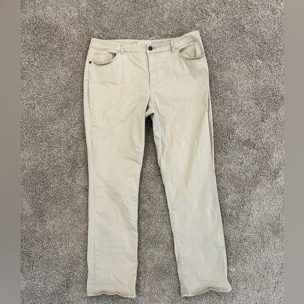 Coldwater Creek Pants Womens Size 16 Trouser Natural Fit Tan